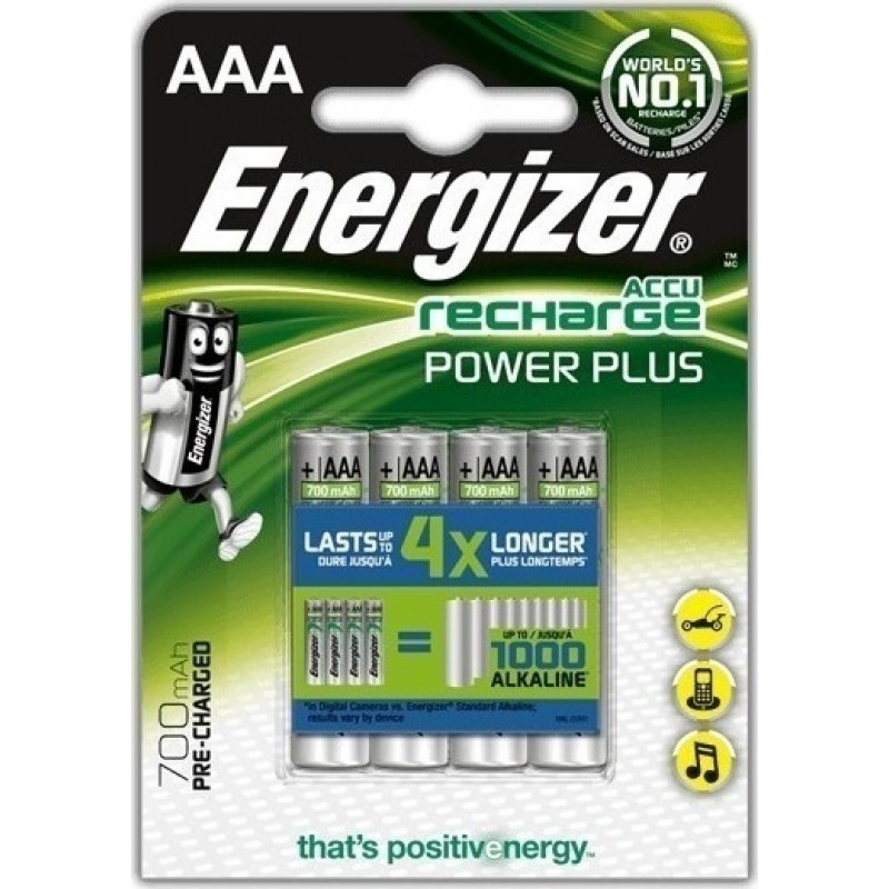 Energizer Power Plus Επαναφορτιζόμενες Μπαταρίες AAA Ni-MH 700mAh 1.2V 4τμχ