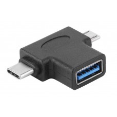 Αντάπτορας USB 3.0 (F) σε USB Type-C & Micro CAB-U117, μαύρο,POWERTECH 
