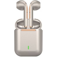 J18 Earbud Bluetooth Handsfree Ακουστικά με Αντοχή στον Ιδρώτα και Θήκη Φόρτισης Χρυσά